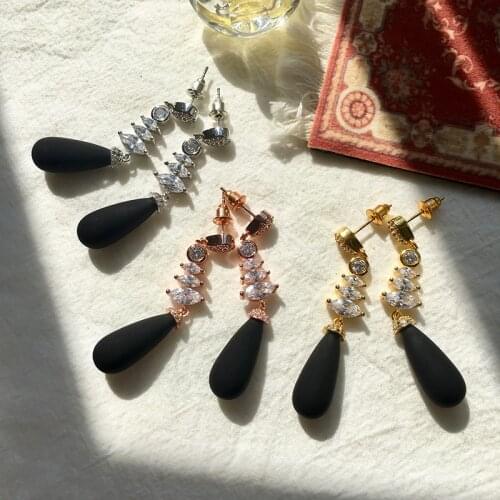 Cute Style Fashion 3 Gold Tone 4 Colors Style Club Pearl Dangle Earrings With CZ Jewelry for Women