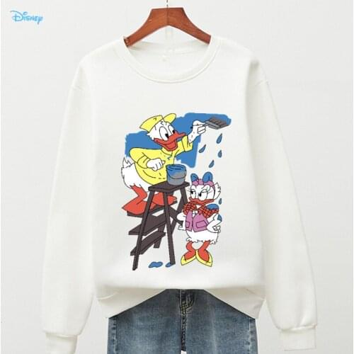 Disney Donald Duck&Daisy Sweatshirt Women Oversized Harajuku Funny Hoodie Korean Style Tops Long Sleeve Pullovers Summer 2021