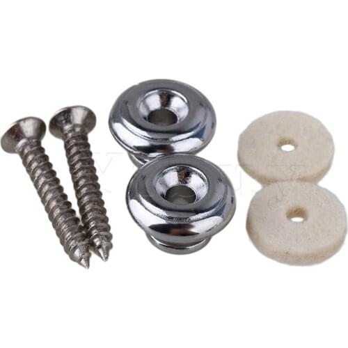 Yibuy Pair Chrome Guitar Strap Buttons For Acoustic Guitar Bass