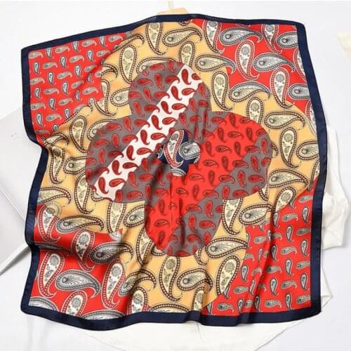 Yishine 70*70cm New Retro Cashew Flower Small Square Scarves Female Decorative Artistic Korean Small Silk Scarf Shawls 2021