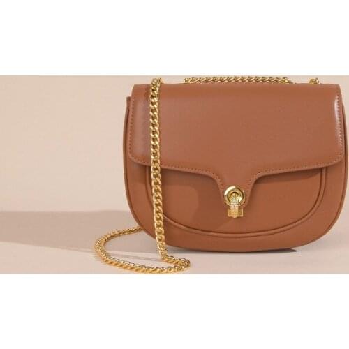 Bag Female Bag New 2021 Leather Original Niche Design Cross-slung Shoulder Bag Fashion Korean Chain Saddle Bag