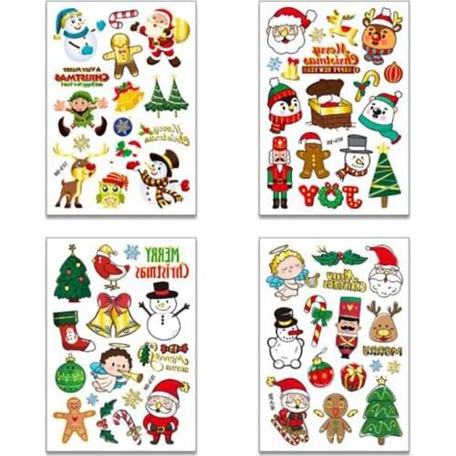 1 Sheet Creative Bronzing Kids Temporary Tattoo Sticker Fake Christmas Waterproof Fashion Body Art For Child DIY Tattoos