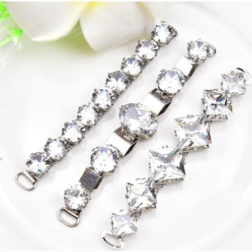 2pcs/lot Clear Zircon Rhinestone Bikini Connector Buckle Crystal Bridal Chain Trim for Wedding Dress Belt Shoes
