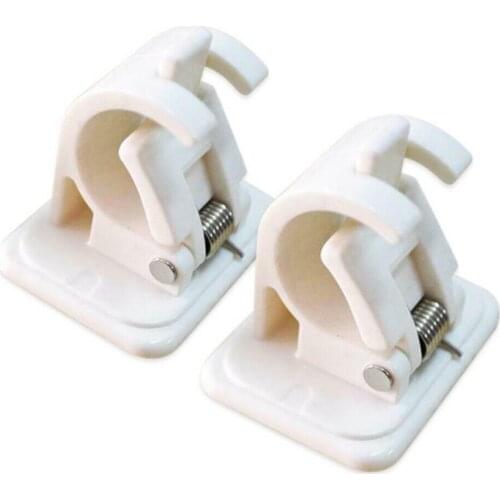 2Pcs Self Adhesive Curtain Hanging Rod Brackets Organized Pole Holders Bathroom Room Curtain Rod Fixing Clip Hanging Rack Hook