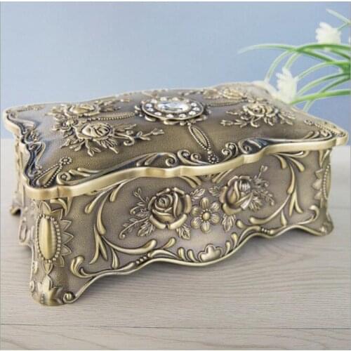 26X16cm Large volume double layers bronze metal jewelry box storage box for makeup organizer makeup storage orga nizer Z161