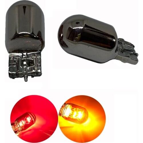 4pcs T20 turn signal bulb 7440 invisible Silver Chrome 12v21w rear tail lamp w21w amber red automobile halogen bulb