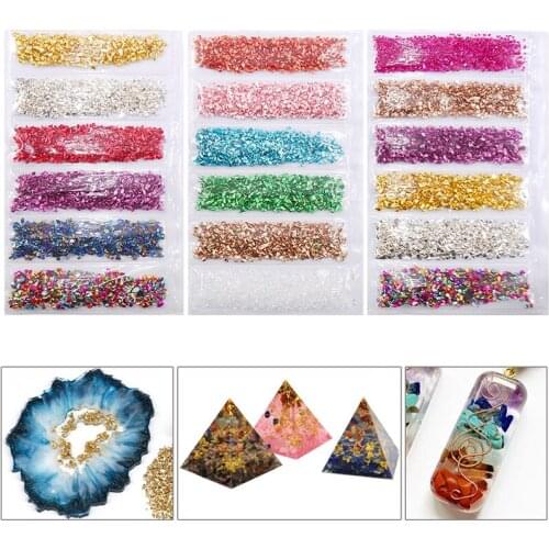 6colors/ Set Crystal Glass Colorful Nail Stones Gems DIY Mixed Shape Gold Pink Nail Art Rhinestones 3D Decorations Set