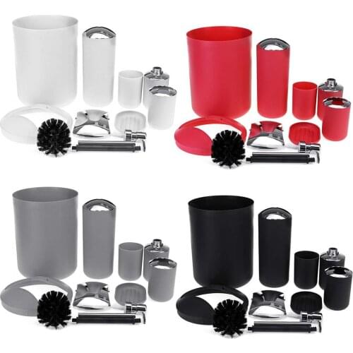 6Pcs Black Bathroom Accessories Toothbrush Holder Bin Soap Dish Dispenser Tumbler Toilet Brush Toilet Bathroom Set Green White