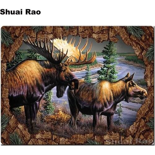 Moose full square round 5d diy diamond painting Cross Stitch paintings rhinestone embroidery forest wild animals mosaic decor