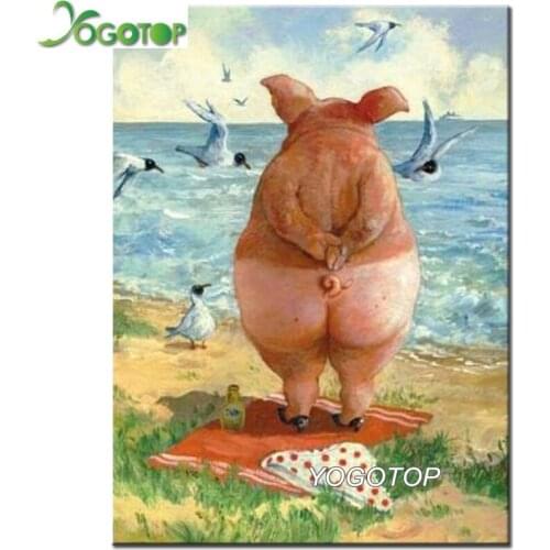 DIY 5D Diamond Mosaic Diamond Painting Cross Stitch Cartoon pet pig Kit Diamond Embroidery full Square round Drill Decor YY2552
