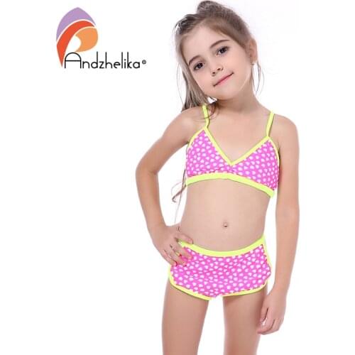 Andzhelika Swimsuit Girls Bikini Cute Heart Swimwear Summer Child Patchwork Swim Suit Children Sport Bikini Set Kids Bodysuits