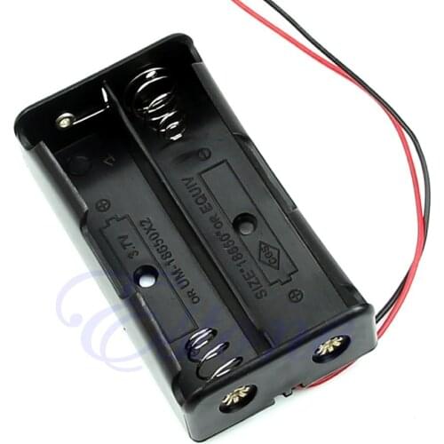 Free Shipping New Black Plastic Storage Box Case Holder For Battery 18650 With 6" Wire Leads 2x18650