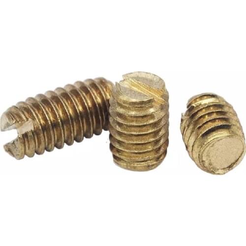 100Pcs DIN551 M2 M2.5 M3 M4 Headless screws grubs tighten bolts brass Slotted set screws with flat point HW264