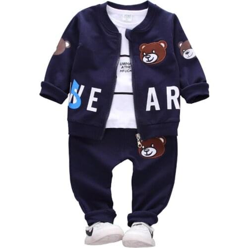 Baby Three-piece Boy Sets 2018 Autumn Cardigan Sweater Korean Childrens Sets Spring and Autumn Coats Factory Wholesale