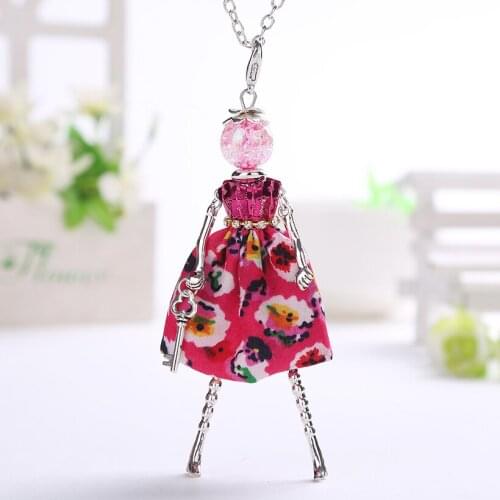 YLWHJJ long chains doll necklace black choker crystal 2018 lovely flowers dress charm pendant jewelry women fashion wholesale