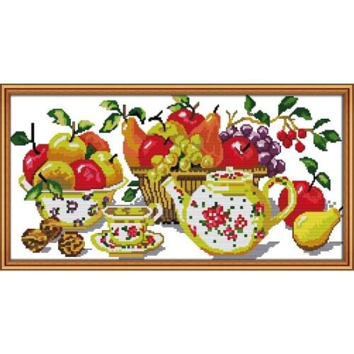 Joy Sunday Fruits Painting Counted Printed On Canvas 11&14CT Chinese Cross Stitch Needlework Sets Embroidery Kits Decor Painting