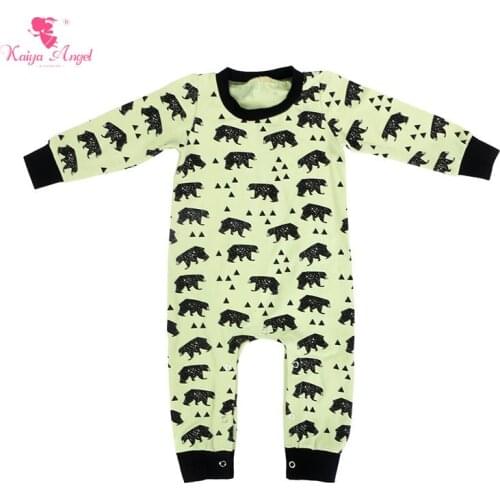Kaiya Angel 2017 Hot Newborn Baby Girl Winter clothes Cute Black Bear Long Sleeve Cotton Cute Baby Boy Romper Factory wholesale