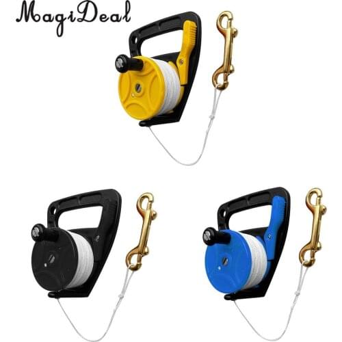 Compact Scuba Diving Reel Kayak Anchor & Handle, 83m Line, Thumb Stopper, Brass Double Ended Bolt Snap Equipment - 3 Colors