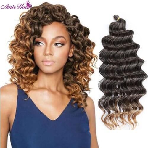 Amir Synthetic Ombre Braiding Hair Extensions Deep Wave Crochet Braids Twists Hair Bundles Afro Freetress Dark Blonde 80g/pack