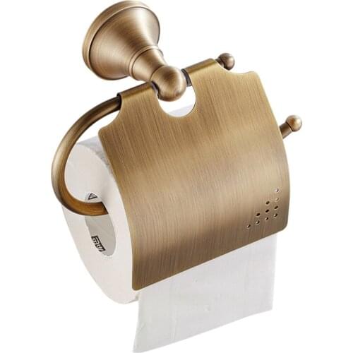 Leyden Anti-rust Toilet Paper Holder Solid Antique Brass Tissue Rack Wall-mounted Bathroom Accessories Tissue Holder