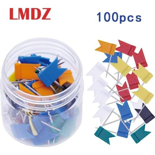 LMDZ 100pcs Map Flag Push Pins Nail Thumb Tack Cork Board Map Drawing Pins For Home Office School Supplies 7 Colors With Box