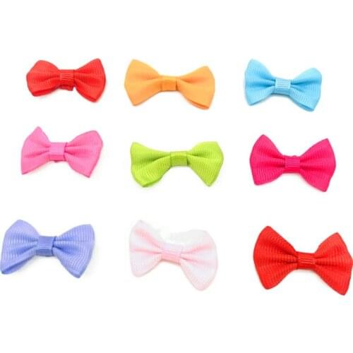 30pcs/pack Mini Fabric Ribbon Bow Tie Tiny Bows Applique Hair Accessory Jewelry Making Wedding Favor Embellishment (No Clips)