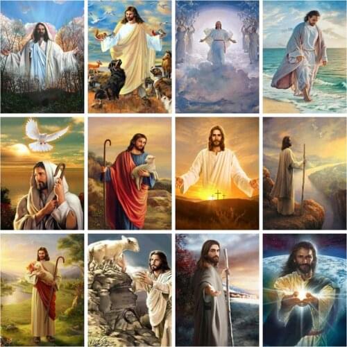 Huacan Diamond Painting Kit Jesus Christian Home Decor Diamond Embroidery Mosaic God Religion Wall Stickers