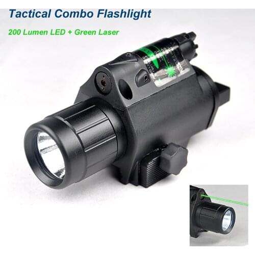 New Enhanced High Recoil Resistant 3W Led Tactical Combo Flashlight With 5mW Green Laser Sight Aluminum ABS Casing 200 Lumens