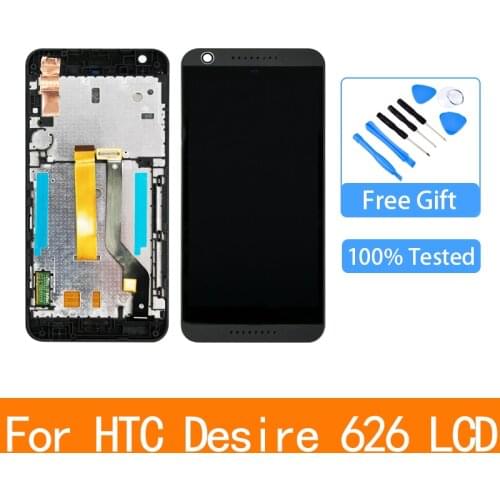 Original For HTC Desire 626 LCD screen assembly with front case touch glass, D626q D626ph D626x D626w LCD Display