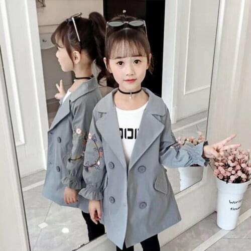 Baby Girls Jackets And Coat Autumn Turn-down Windbreaker Jackets Outwear 2 Colors Toddler Kids Girl Coats 3-12 Children Clothes