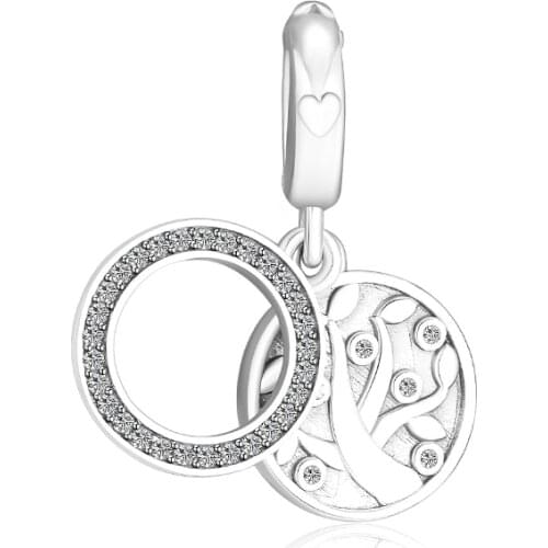 Fits For Pandora Charms Bracelets Tree of Love Dangle Beads 100% 925 Sterling-Silver-Jewelry Free Shipping