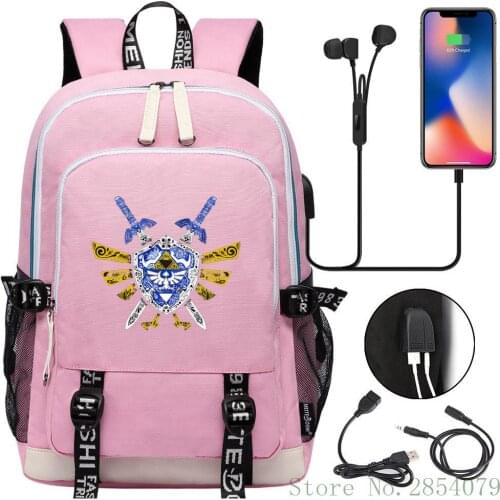 Hot Game Fans USB Backpack Cosplay Breath of the Wild Eye Student Schoolbag Unisex Travel Shoulder Laptop Bags