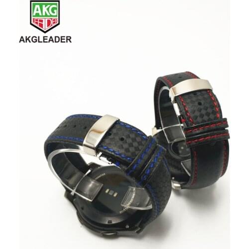 Carbon Fiber Leather Strap Band With Metal Butterfly Buckle For Samsung Galaxy Watch 42mm 46mm Gear S3 Classic Frontier Huami