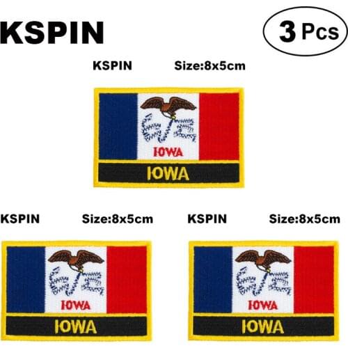 U.S.A Iowa Rectangular Shape Flag patches embroidered flag patches national flag patches for clothing DIY Decoration