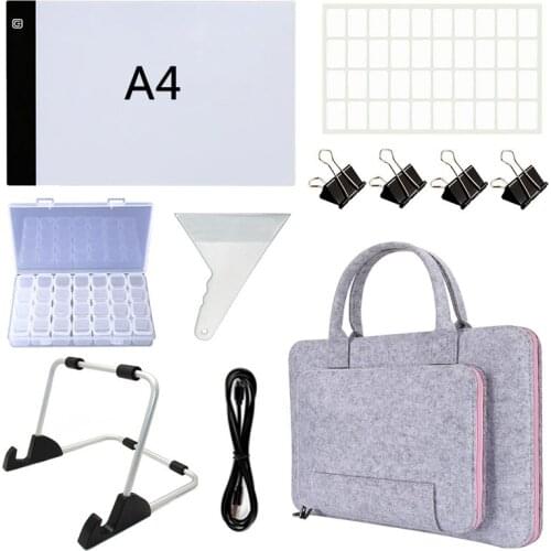 Diamond painting eye protection LED lamp pad A4 and drawing board handbag, used for diamond painting embroidery tool accessories