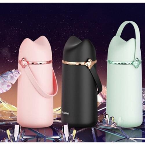 Thermal mug Star Diamond Flower Fox Cute Cartoon Mug Handle Portable Water Cup Student Hand Cup stainless steel water bottle