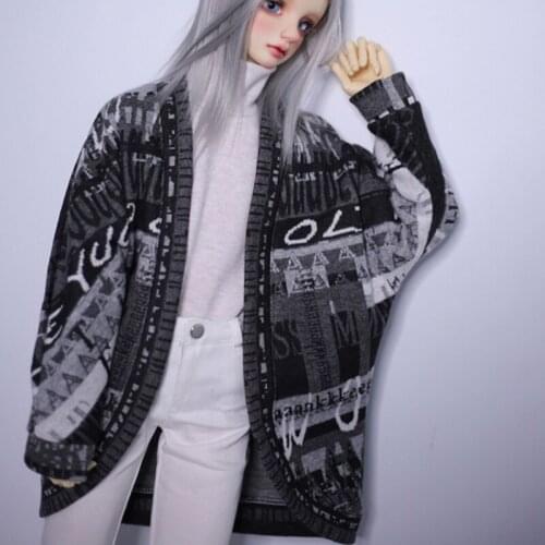 G10-355 1/4 1/3 Uncle SSDF POPO68 SD BJD MSD doll clothes Bat Cardigan with Black Grey Pattern Arc Hem 1pcs