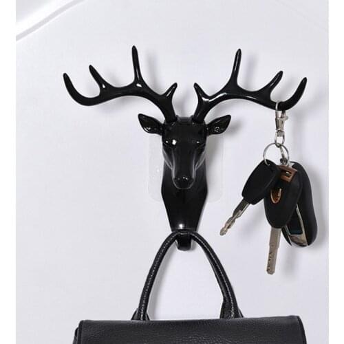 Hanging Hook Vintage Deer Head Antlers for Hanging Clothes Hat Scarf Key Deer Horns Hanger Keychain Holder Rack Wall Decoration