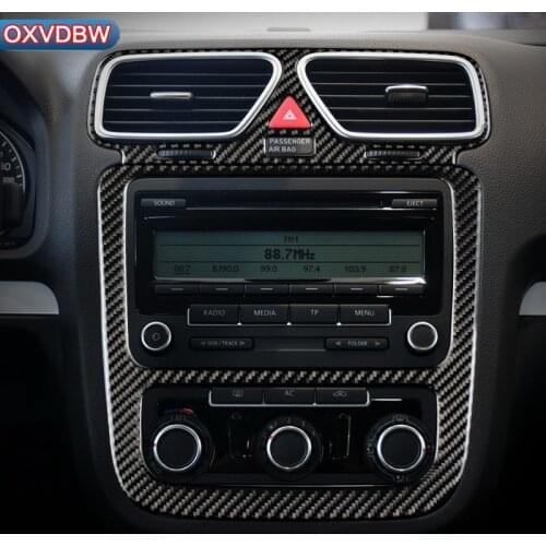 Carbon Fiber interior trim Center Console CD Air Panel Outlet Decorative Frame Sticker For volkswagen scirocco Accessories 09-13