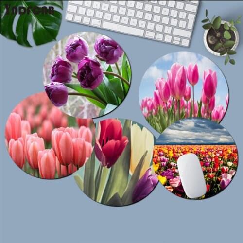 High Quality pink purple yellow tulip Anti-Slip Durable Silicone Computermats Anti-Slip Laptop PC Mice Pad Mat gaming Mousepad