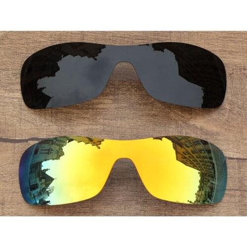 Vonxyz Two Pieces Stealth Black & Ruby Mirror Polarized Replacement Lenses for-Oakley Antix Frame