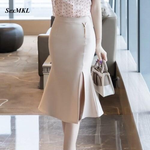 Plus Size Long Skirt Women 2021 Fashion High Waist Ruffles Faldas Largas Mujer Sexy Korean Clothes Elegant Office Black Skirts