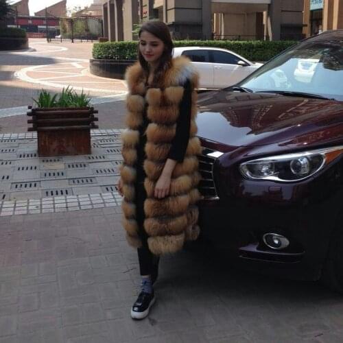 Natural Real fox fur vest women jacket fur coat long silver fox vest outwear