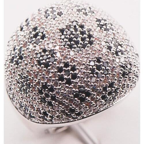Black Crystal Zircon 925 Sterling Silver Woman Ring Size 5 6 7 8 9 10 11 12 F587 Wholesale Jewelry Free Shipping