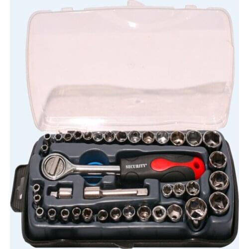 1set of 40Pieces Car Repair Tools Maintance Care Socket Sleeve Wrench Combination Set Motorcycle Vehicle Tool Kit