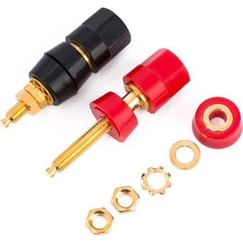 1 Pair 4mm Banana Plug Amplifier Terminal Binding Post Speaker Jack Red Black Connector