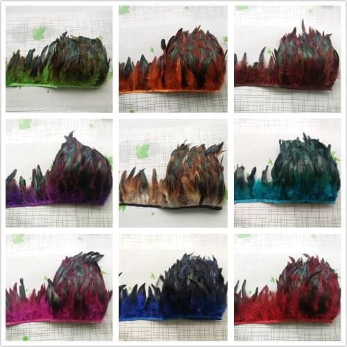 Hot Selling 15 Color 10 Meters Beautiful Natural Rooster Feathers Ribbon 5-7 inch/13-18 cm Decoration Accessories