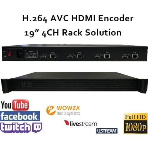 1U 4CH H.264 HDMI Video Encoder for live Broadcast support RTMP for Wowza,RED5,FMS,Youtube,Facebook,Twitch