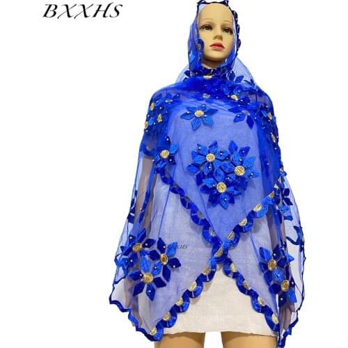 2021 African Islamic Women Scarf Fashion Pashmina Turban Pray Embroidered Shawl Wrap Muslim set Small Size hijab for Lady BX-018