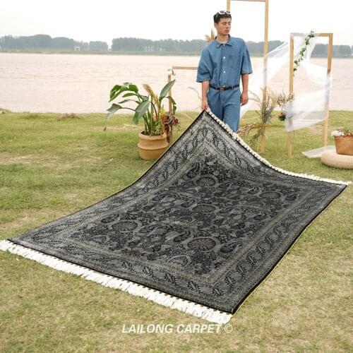 6'x9' Black Hand Knotted Carpet All Over Handmade House Silk Turkish Rug (YWX130A)